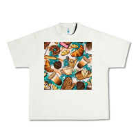 Pistachio bakery coffee cups cookie and donut with turquoise glitter seamless pa Urban Heavy Tee - BundleAndBundleShop