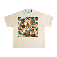 Sandshell bakery coffee cups cookie and donut with turquoise glitter seamless pa Urban Heavy Tee - BundleAndBundleShop