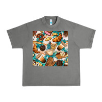 Tornado bakery coffee cups cookie and donut with turquoise glitter seamless pa Urban Heavy Tee - BundleAndBundleShop