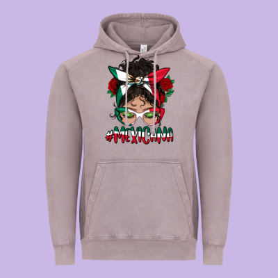 Mexicana Messy Bun Mama Vintage Hoodie Designed By Bundleandbundleshop