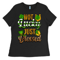 Black St. Patrick's Not lucky just blessed Ladies Tee - OliviaCreatesArt