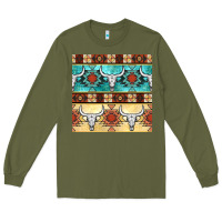 Army Green native american aztec seamless pattern 3 Long Sleeve Tee - BundleAndBundleShop