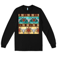 Black native american aztec seamless pattern 3 Long Sleeve Tee - BundleAndBundleShop