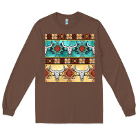 Chestnut native american aztec seamless pattern 3 Long Sleeve Tee - BundleAndBundleShop