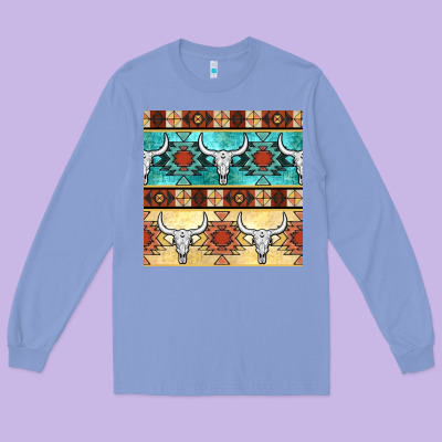 Native American Aztec Seamless Pattern 3 Long Sleeve Tee Designed By Bundleandbundleshop