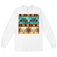 White native american aztec seamless pattern 3 Long Sleeve Tee - BundleAndBundleShop
