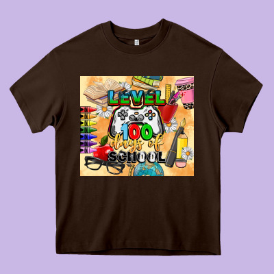 Level 100 Days Of School Heavy Core Tee Designed By Cowgirlartshop