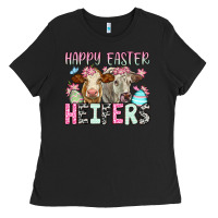 Black Happy Easter Heifers Ladies Tee - OliviaCreatesArt