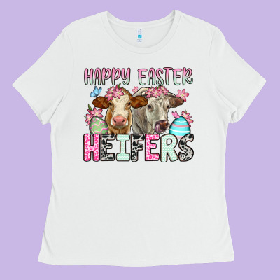 Happy Easter Heifers Ladies Tee Designed By Oliviacreatesart