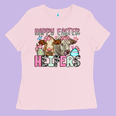 Happy Easter Heifers Ladies Tee Designed By Oliviacreatesart