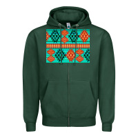 Sports Green aztec pattern background 3200x2400 Zipper Hoodie - AdoDesignShop