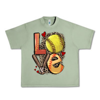 Oil Green love softball Urban Heavy Tee - FaDigitalArtStudio