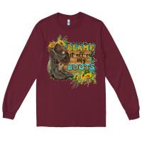 Burgundy Blame It All On My Boots Long Sleeve Tee - FaDigitalArtStudio