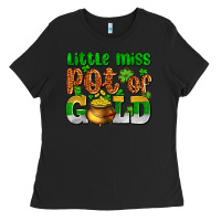Black St. Patrick's little miss pot of gold Ladies Tee - OliviaCreatesArt