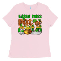 Bubblegum Pink St. Patrick's little miss pot of gold Ladies Tee - OliviaCreatesArt