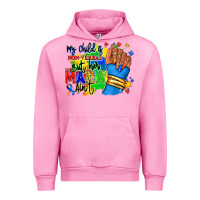 Fuchsia Pink my child is non verbal but her mama aint afro hand rana Urban Hoodie - RanaPortraitStore