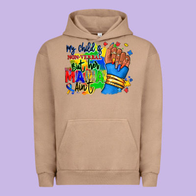 My Child Is Non Verbal But Her Mama Aint Afro Hand Rana Urban Hoodie Designed By Ranaportraitstore