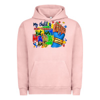 Pigment Salmon my child is non verbal but her mama aint afro hand rana Urban Hoodie - RanaPortraitStore