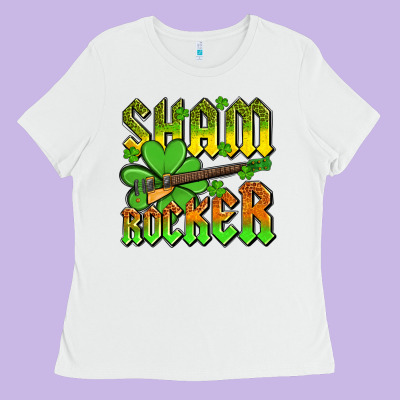 St. Patrick’s Day Sham Rocker With Guitar Ladies Tee Designed By Oliviacreatesart