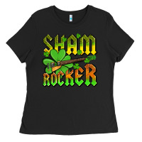 Black St. Patrick’s Day sham rocker with guitar Ladies Tee - OliviaCreatesArt