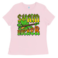 Bubblegum Pink St. Patrick’s Day sham rocker with guitar Ladies Tee - OliviaCreatesArt