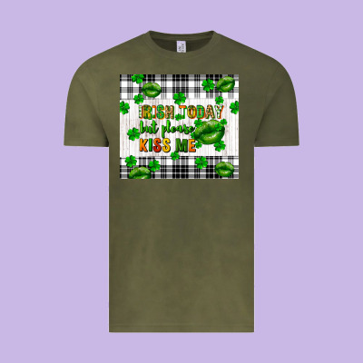 Irish Today But Please Kiss Me St. Patricks Day Vintage Tee Designed By Fadigitalartstudio