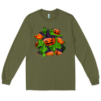 Army Green halloween pumpkin patch Long Sleeve Tee - BundleAndBundleShop