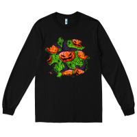 Black halloween pumpkin patch Long Sleeve Tee - BundleAndBundleShop