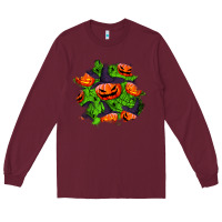 Burgundy halloween pumpkin patch Long Sleeve Tee - BundleAndBundleShop