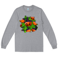 Heather Grey halloween pumpkin patch Long Sleeve Tee - BundleAndBundleShop