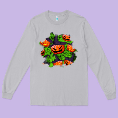Halloween Pumpkin Patch Long Sleeve Tee Designed By Bundleandbundleshop