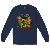 Navy halloween pumpkin patch Long Sleeve Tee - BundleAndBundleShop