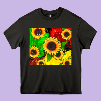 Juneteenth Sunflowers Heavy Core Tee Designed By Cowgirlartshop