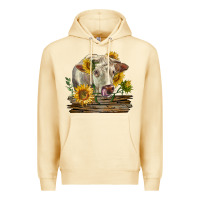 Pina Colada charolais cow with sunflowers Premium Hoodie - LillyAllenDesigns