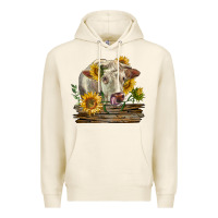 Tofu charolais cow with sunflowers Premium Hoodie - LillyAllenDesigns