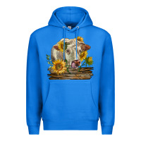 True Royal charolais cow with sunflowers Premium Hoodie - LillyAllenDesigns