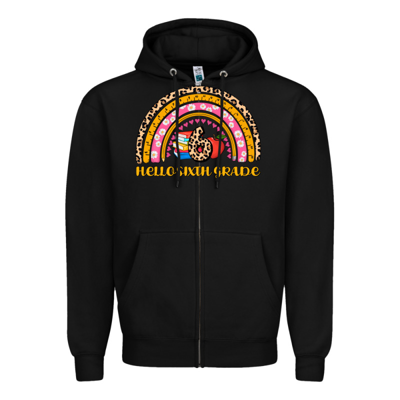 Back To School Rainbow Hello Sixth Grade Zipper Hoodie by AdoDesignShop | Teevron