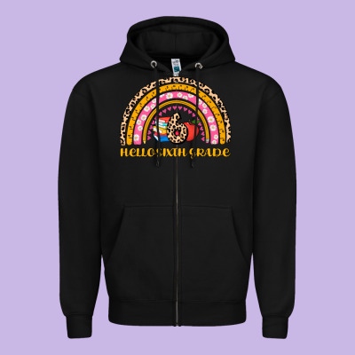 Back To School Rainbow Hello Sixth Grade Zipper Hoodie Designed By Adodesignshop