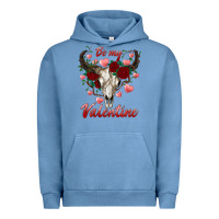 Pigment Pebble Blue be my valentine bull skull Urban Hoodie - RanaPortraitStore
