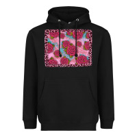 Black pink rose leopard background Heavyweight Hoodie - JahusDesignShop