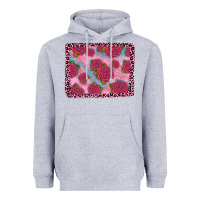 Heather Grey pink rose leopard background Heavyweight Hoodie - JahusDesignShop