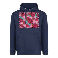 Navy pink rose leopard background Heavyweight Hoodie - JahusDesignShop