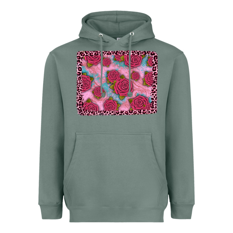 Pink Rose Leopard Background Heavyweight Hoodie by JahusDesignShop | Teevron