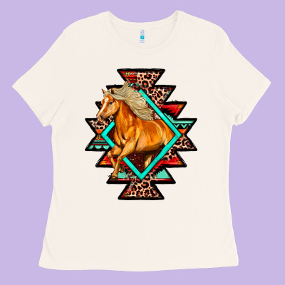 Aztec Symbol White Horse Ladies Tee Designed By Fadigitalartstudio