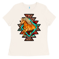 Bone Aztec Symbol White Horse Ladies Tee - FaDigitalArtStudio
