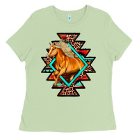 Matcha Aztec Symbol White Horse Ladies Tee - FaDigitalArtStudio