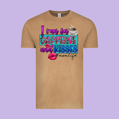 I Run On Caffeine And Kisses Vintage Tee Designed By Fadigitalartstudio