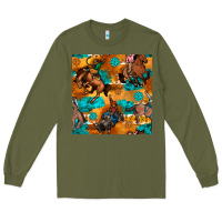 Army Green cowboy rodeo seamless pattern Long Sleeve Tee - BundleAndBundleShop