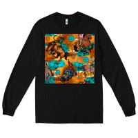 Black cowboy rodeo seamless pattern Long Sleeve Tee - BundleAndBundleShop
