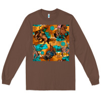 Chestnut cowboy rodeo seamless pattern Long Sleeve Tee - BundleAndBundleShop
